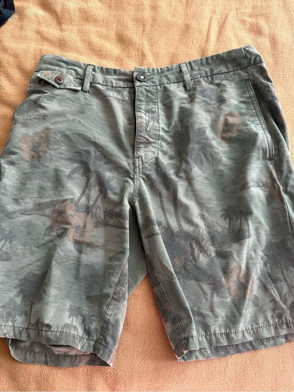 Rip Curl Olive Green Palm-Print Hybrid Shorts